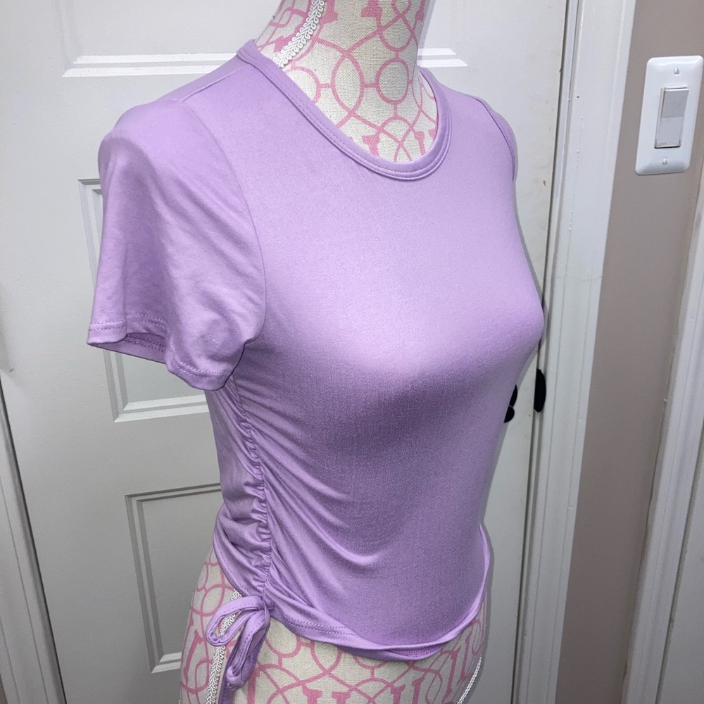 Purple Cinch Sided Tee (Slightly Cropped)